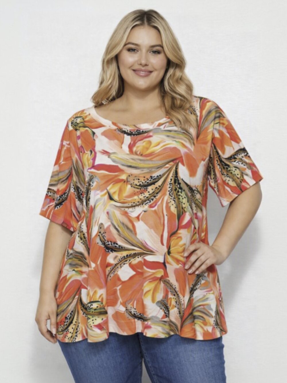 Chico's Boatneck Short Sleeve Floral Top | Chico's Size 3, US Size XL